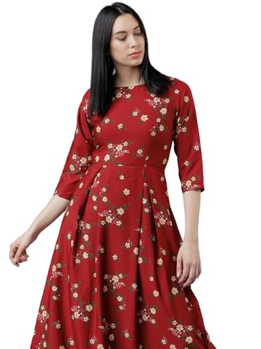 Image of Tokyo Talkies Women's Three-Quarter Sleeves Boat Neck Printed Dresses | Stylish Dresses | Casual Dresses