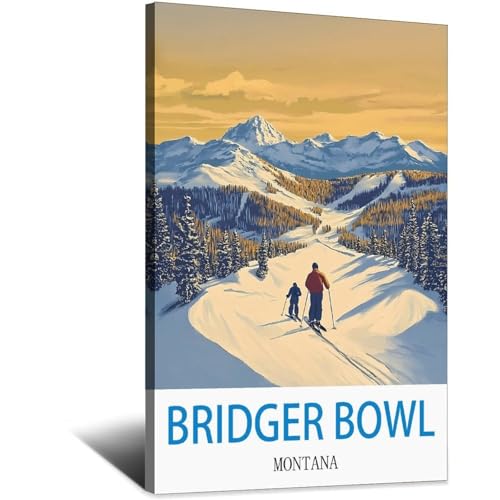 Poster de voyage Bridger Bowl Montana impression sur toile 20x30 cm