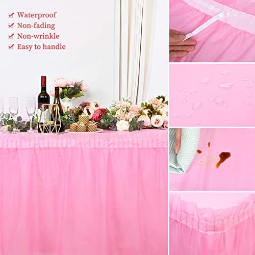 Fani CZ016L 12 Pack - 6 Pink Plastic Table Skirts And 6 Plastic Tablecloth thumb #2