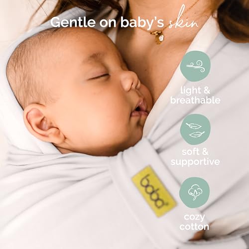 Image of Boba Bliss Pre-Wrapped Baby Carrier with Buckle - Newborn to 7-35 lbs Light, Breathable & Easy to Adjust Hybrid Infant Sling & Toddler Carrier - Certified Hip-Healthy for 0-18 Months - Organic Stone