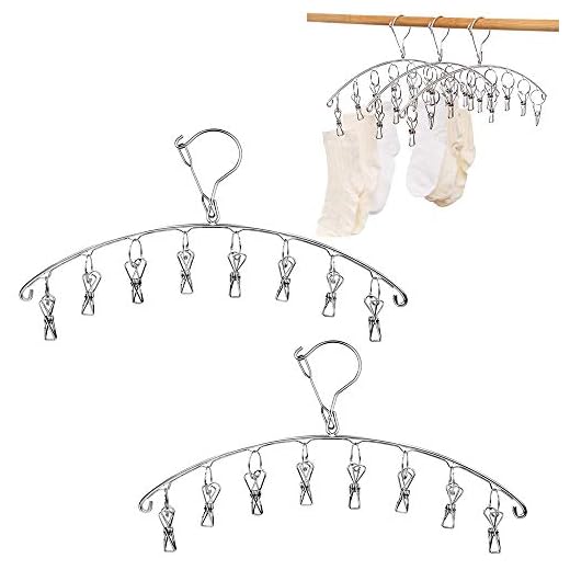 2 stycken torkställshängare i rostfritt stål, strumptorkshängare, dropptorkhängare, vindtät tvätttorkställning med 8 pinnar för torkande strumpor, babykläder, behåar underkläder, handduk, handskar