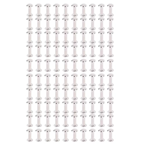 Hamwesh Tornillos Chicago, 100 Juegos de Remaches de Cuero M2 de Acero Inoxidable, Remaches de Tornillo con Fácil Instalación para Manualidades de Cuero, Encuadernación, Cinturón, Bolso, Zapatos,