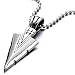 Stainless Steel Arrowhead Pendant Necklace Silver Polished with 23.6 Inches Steel Ball Chain