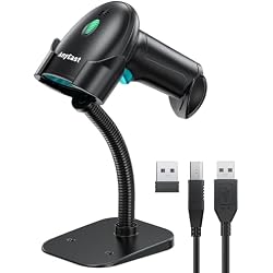 Anyeast Bluetooth Barcode Scanner Wireless: Inventory 2D 1D QR Code Scanners with Stand for Computer POS, Handheld CMOS Image Bar Code Reader for Warehouse Supermarket（Green）