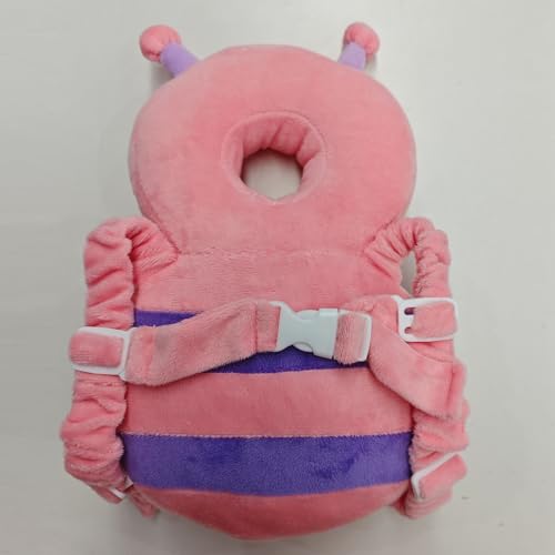 Image of Baby Head Protector Backpack, Toddler Padded Carrier With Elasticated Wear (Pink Butterfly)
