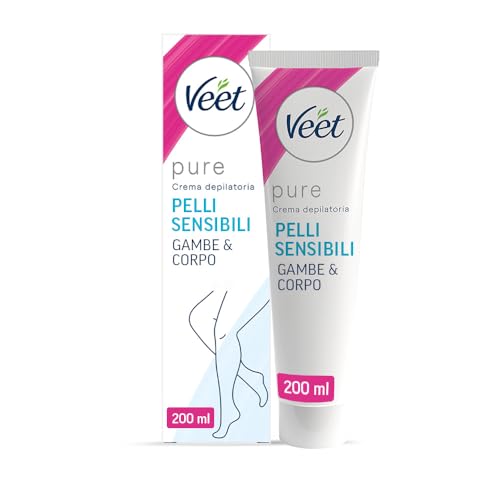 Veet Crema Depilatoria Pelli Sensibili, per Gambe, Braccia, Ascelle e Zona Bikini, 200 ml