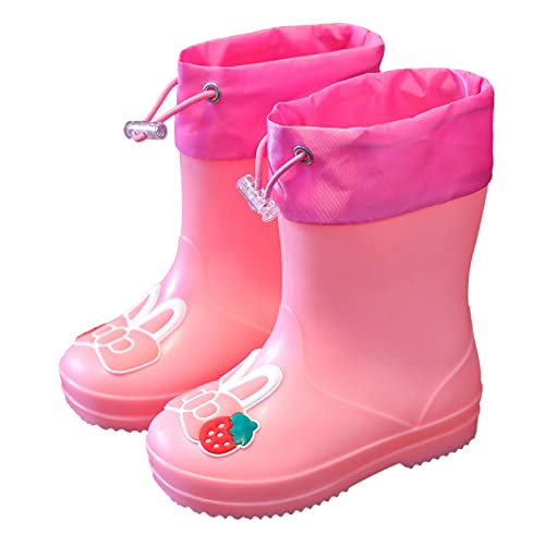 Rain Boots for Girls Boys Kids Rain Boot Insulated Liner for Boys & Girls Rubber Rain Boots Solid Fashion Boots (Pink, 6.5 Infant)