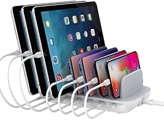 SOOPII 70W 7 Port Charging Station for Multiple Devices, Charger Station with One 30W PD Port for Laptops,7 Mixed Charging Cables Included,and 6 USB Ports for Smart Phones,Tablets