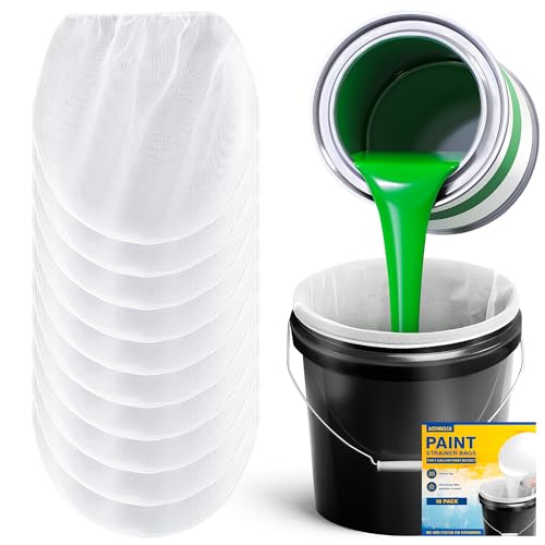 Paint Strainer Bags 5 Gallon, 10 Pack, Paint Filter Strainer Mesh, Disposal Elastic Top Bucket Paint Strainer