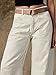Flamingals Straight Wide Leg Jeans for Women Mid Waisted Casual Raw Hem Denim Capris Pants with Pockets Warm Beige 2XL