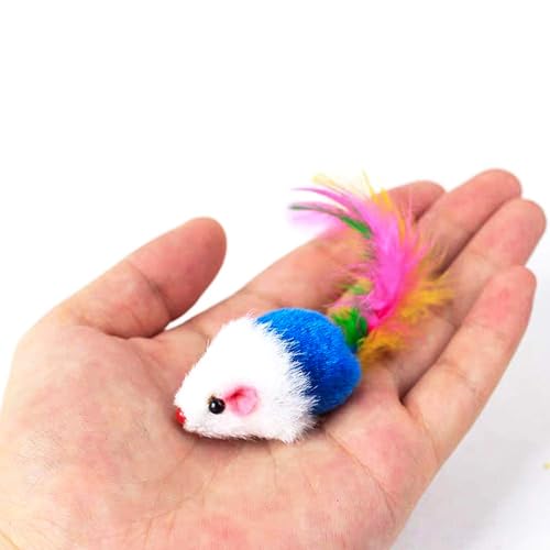 10 Pièces Chat Souris Jouet Chat Interieur avec Hochet Sons Convient Aux Chats pour Jouer(Couleur Aléatoire) – Image 6