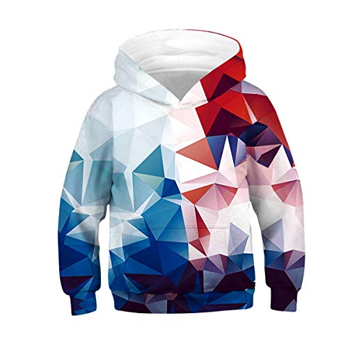 NEWCOSPLAY Unisex Kids Hooded Realistic 3D Diamond Digital Print Sweatshirt Baseball Jersey for Boys Girls (13-14 Years, 070)