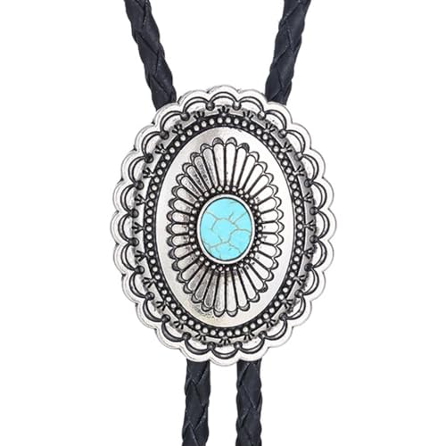 Image of Jeilwiy Bolo Tie for Men Western Cowboy Tie Necklace Gold Bolo Tie Leather Necktie Halloween Tie Accessories for Women