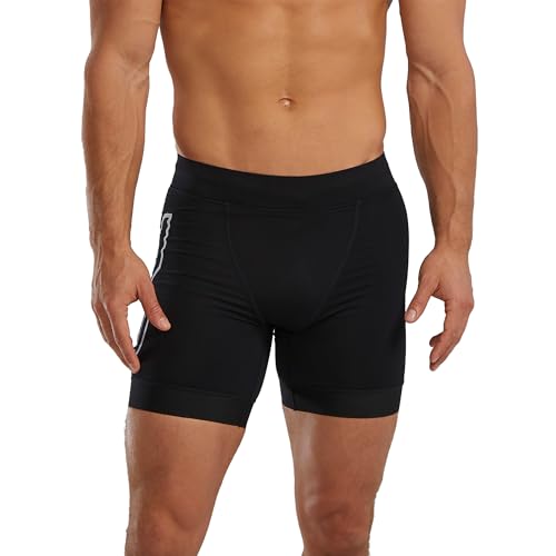TYR Men’s Durafast Elite Workout Jammer Swimsuit, Black/Logo, 34
