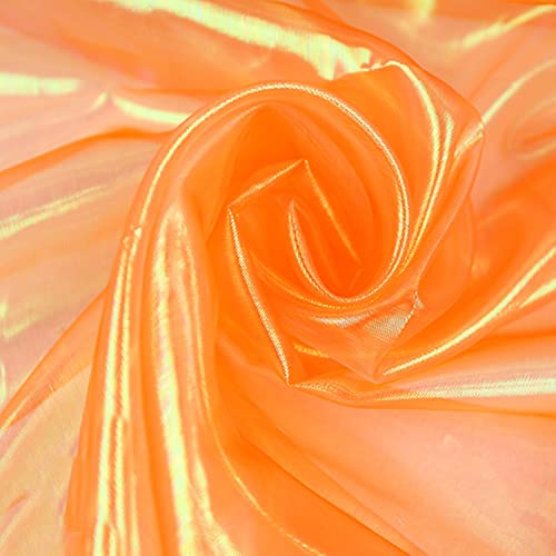 moonfarm 選べる11色 オーロラ オーガンジー 生地 1m×150cm 手芸 カラー 透明 無地 布 オレンジ