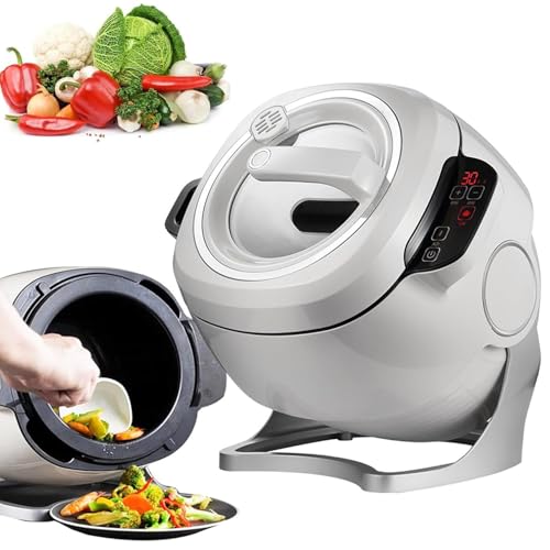 guoyjmm Robot de Cocina Automático de 6 L, Procesador de Alimentos Comercial de 2000 W, Rotación Automática De 360° y 3 Velocidades Ajustables, con Panel Táctil, para Acampar en Casa o Al Aire Libre