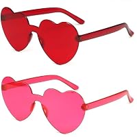 flintronic 2 Paar Hippie Herzförmige Brille, Transparente Candy Color Sonnenbrille für Geburtstagsfeier, Halloween, LNeuheit Party ustige Partybrillen für Erwachsene