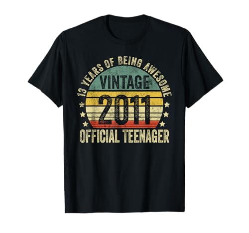 Vintage 2011 Official Teenager 13th Birthday Gifts 13 Yr Old Camiseta