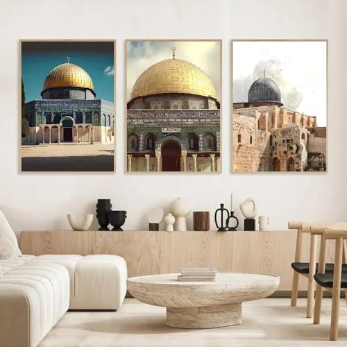 Art mural Mosquée Al Aqsa pour habiller un grand mur vide 3Pcs