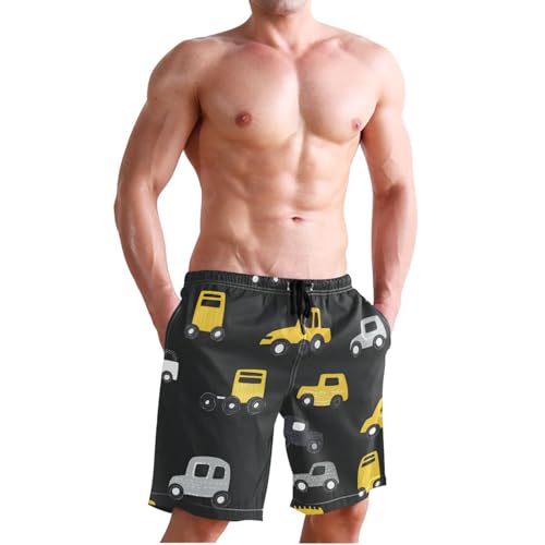 Men’s Swim Trunks Yellow Gray Car Beach Board Shorts Swimming Short Pants Running Sports Surffing Shorts4