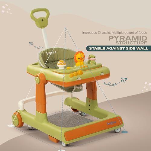 Image of Baybee Baby Walker for Kids with Height Adjustable & Tray, Activity Walker for Baby with Musical Toy Bar (Zeni Green)