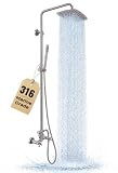 G-Promise 316 Marine Grade Stainless Steel Outdoor Shower Kit - Includes 10' Rain Shower Head & Handheld Spray, Wall Mounted, Maximum Corrosion Resistant for Poolside, Backyard, Coastal Homes