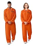Spooktacular Creations Orange Prisoner Jumpsuit Costume Men, Orange Jumpsuit Women with Name Tag, Halloween Costumes Adult