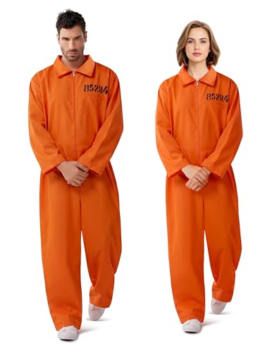 Spooktacular Creations Orange Prisoner Costume, Prisoner Jumpsuit Men,Orange Jumpsuit Women,