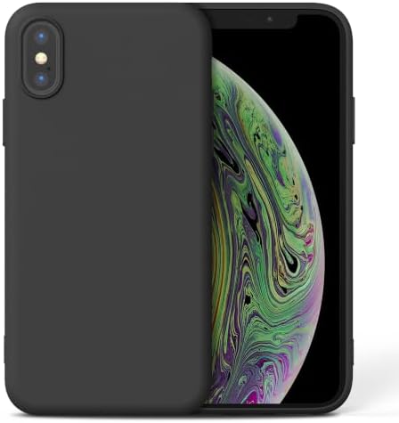 Nonional Silikon Hülle für iPhone X/Xs, Kameraschutz Stoßfest Kratzfest Dünn Handyhülle - Mattschwarz