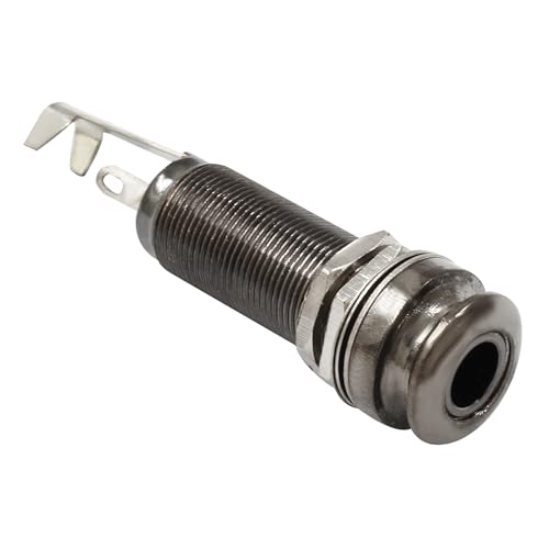 LifCratms 1/4"(6.35mm) Guitar End Pin Output Jack, Gun Black Metal Threaded Stereo Output Jack Socket for Electric Guitar Bass