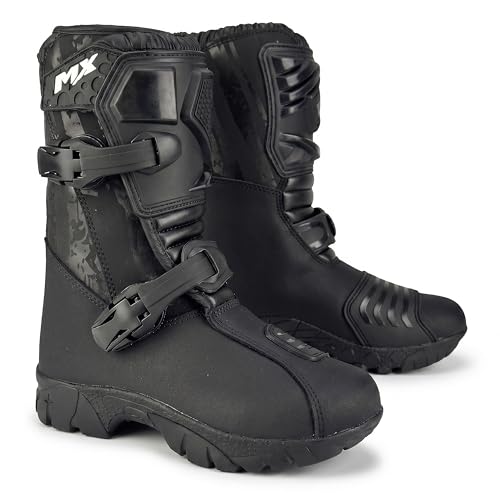 VPR Bottes de motocross pour enfant CE Approuvées MX Enduro Bottes de moto avec protection de semelle Anti-dérapant Bottes Quad pour enfant Dirt MX, Noir ,...