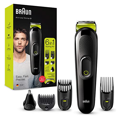 Cortapelos Hombre Nariz Braun Recortadora de barba 6 en 1, con recortadora de pelo y nariz, para cortapelos con cuchillas afiladas de por vida, 5...