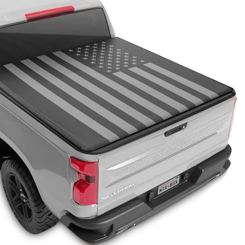 American Flag Truck Tonneau Cover for Chevy Silverado All Weather Soft Tri-Fold Truck Bed Cover for Chevrolet Silverado 1500 2019-2025 and GMC Sierra 1500 19-25 Short Bed 5.8 ft