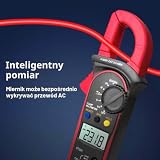 Cyfrowy Multimetr Cęgowy, Prąd Ac 400A 600 V Napięcie Ac I Dc Miernik Cęgowy Lcd 4000 Zliczeń Tester Diod True-Rms, Dla Pojemności, Ciągłości, Rezystancji, Częstotliwości (czerwony)