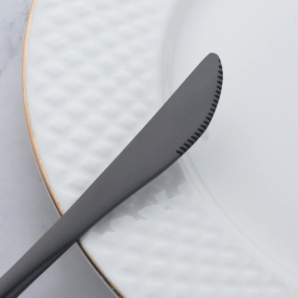 Matte Black Silverware Set, DOCBLACK 20-Piece Stainless Steel Flatware Set Service for 4, Satin Finish Tableware Cutlery Set, Kitchen Utensil Set, Fine Dinner Knife Forks Spoons, Dishwasher Safe