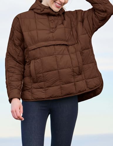 Flygo Womens Oversized Puffer Jacket Packable Quilted Pullover Jackets Hoodies Lightweight Padded Down Coat3