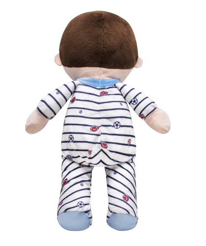 Baby Starters Little Me Plush 11 inch Boy Doll with Rattle, Oliver (Sport Print, Blue)