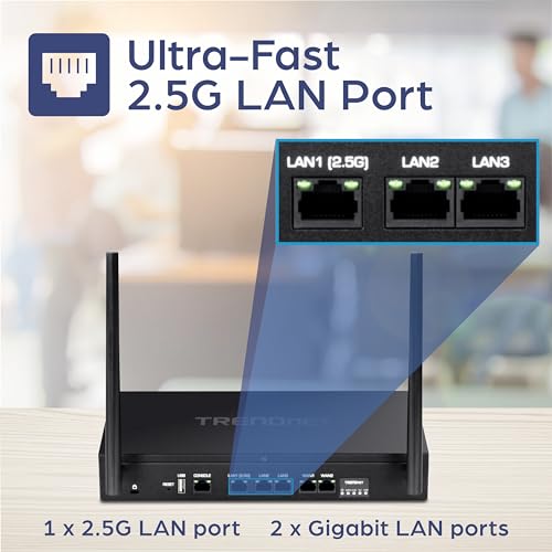 Image of TRENDnet AX1800 Dual-Band WiFi 6 Gigabit Dual-WAN VPN Router, Small Business, Virtual Private Network, Inter-VLAN Routing, QoS, 2.5G Support, Pre-Encrypted Wireless, Black, TEW-929DRU (Pack of 1)