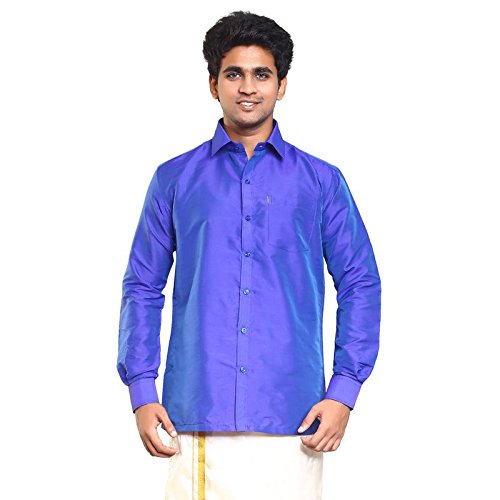 Image of THANGAMAGAN Men's Regular Fit Shirt (TF0050140CBLU Blue 40)