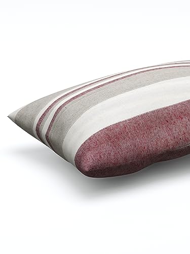 Image of 180 TC Pillow Cover Set of 2 | Pillow Cover Cotton 100% | Pillow Cover Set of 2 King Size | Wrinkle Free & Fade Resistance | Striped Pattern | Standard Size | All Season Use (Dark Brown)