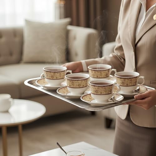 Image of U.P.C. Toughened Glass Cup with Saucer Set of 12 Pcs (S-Cup White20)