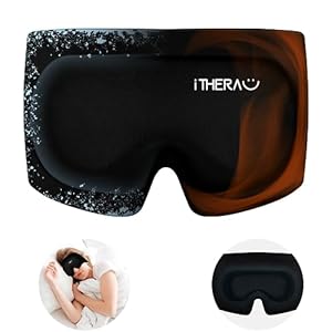 iTHERAU Sleep Eye Mask Eye Ice Pack for Men Women, 3D Contoured Cup Sleeping Block Light Out Mask for Headache Relief & Relaxed Eyes, Suitable for Deep Sleep, Nap, Travel(Black)