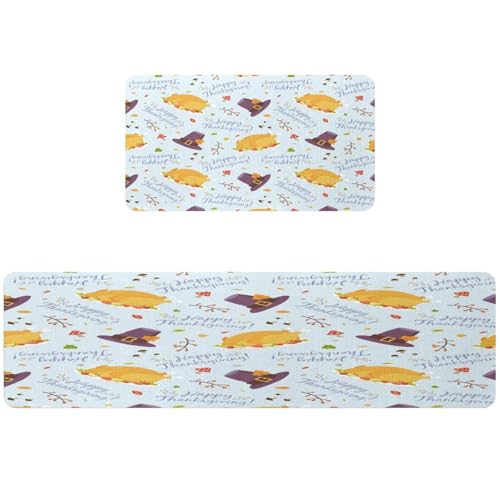 Tapete de cocina absorbente y antideslizante lavable juego de 2 piezas de Acción de Gracias 2