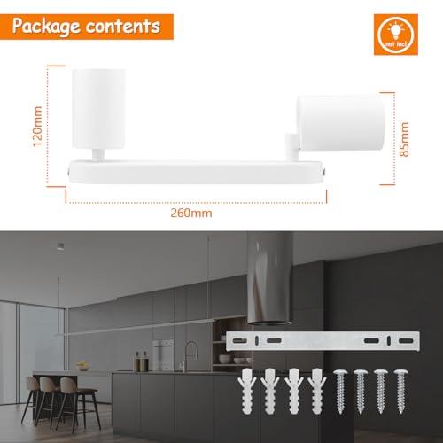 Plafonnier LED 2 spots au design épuré et finition blanc mat durable - 5