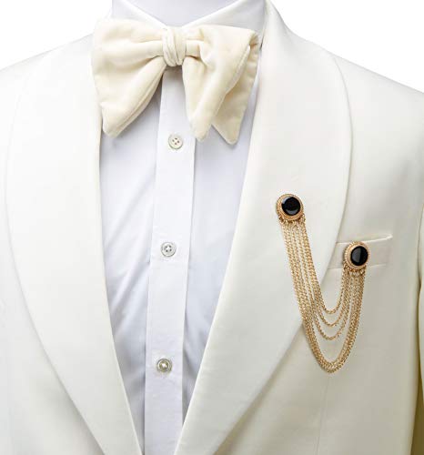 Knighthood Brooch Pin Gold and Black Enamel and Set of Hanging Chain Detailing Formal Brooch Suit Stud Lapel Pin2