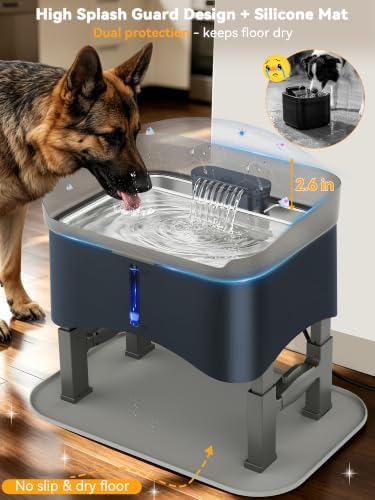 Twinsing 11L Elevated Dog Water Fountain No-Spill with 4 Heights Adjustable - 4