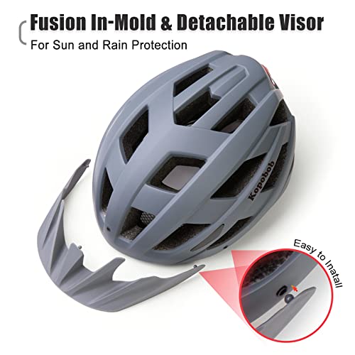 Casque de vélo pour adulte avec lumière LED - Casque de vélo pour homme et femme - Casque de VTT avec visière amovible - Casque de skateboard - Image 4