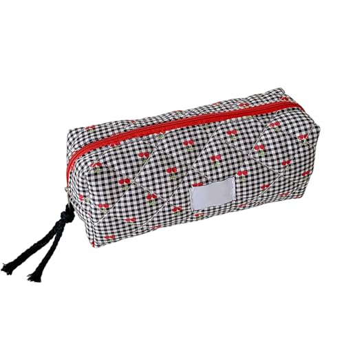 Image of TASBER Cherries Pencil Case, Zippers Closure Stationerys Pouches, Aesthetic Stationery Bag for School, Makeup Bag and Toiletry Pouch for Teens and Women (Black)