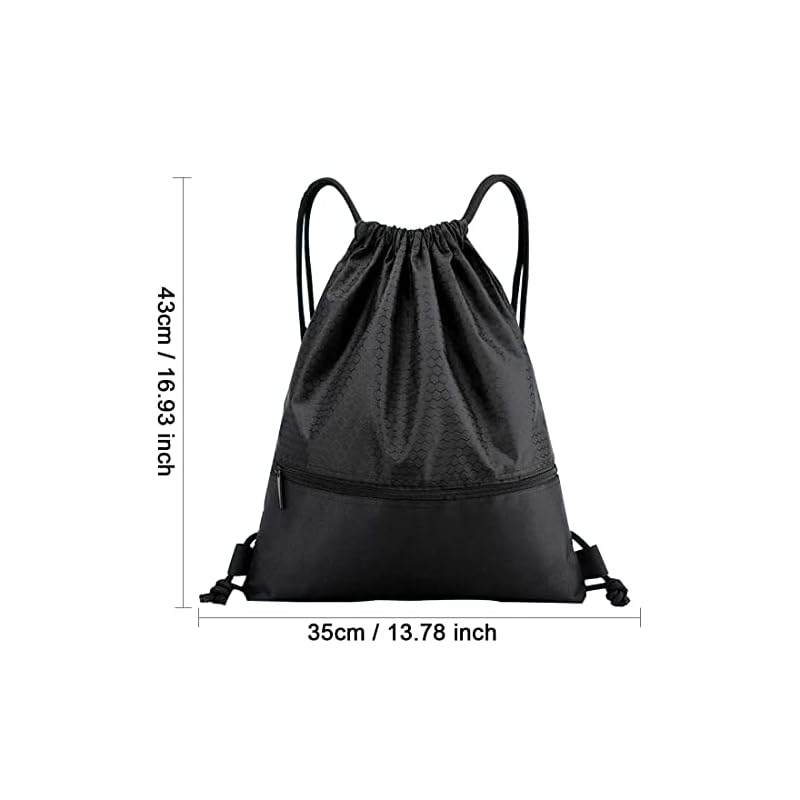 Gsogcax Drawstring Bags, 20L Waterproof Drawstring Gym Bag, Black Swimming PE Sack Drawstring Bag for School Girls Boys Backpack, Shopping Yoga School Beach Football - Image 6
