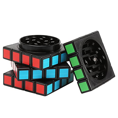 Macinino Meccanico per Spezie, Spespo Magic Cube Grinder , 58mm, 4 Pezzi, Macina Erbe e erba, spezie, pepe, sale con Raschietto Cover